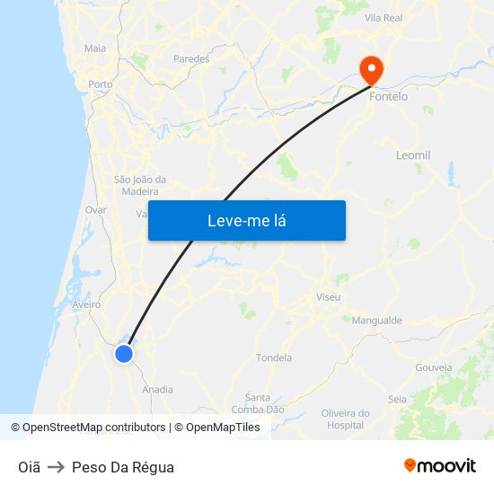 Oiã to Peso Da Régua map