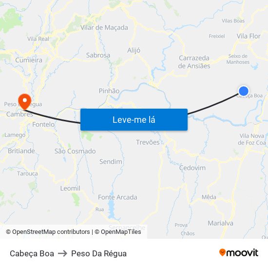 Cabeça Boa to Peso Da Régua map