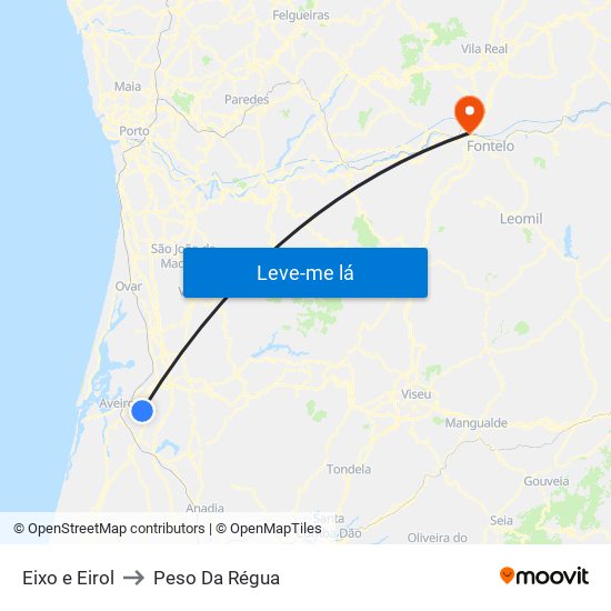 Eixo e Eirol to Peso Da Régua map