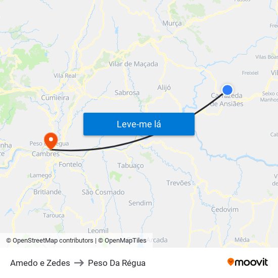 Amedo e Zedes to Peso Da Régua map