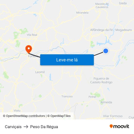 Carviçais to Peso Da Régua map