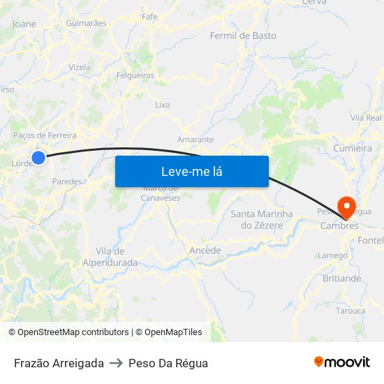 Frazão Arreigada to Peso Da Régua map