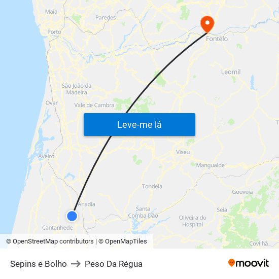 Sepins e Bolho to Peso Da Régua map