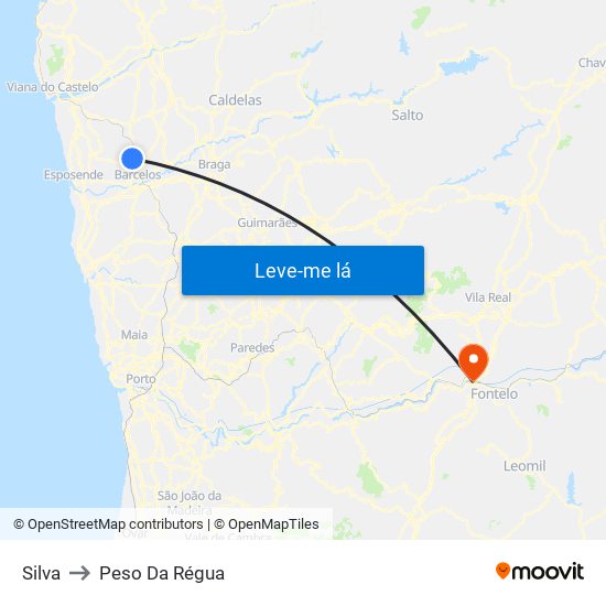 Silva to Peso Da Régua map
