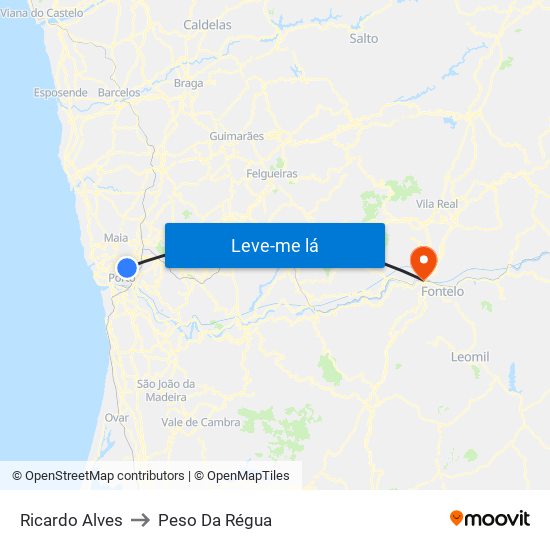 Ricardo Alves to Peso Da Régua map