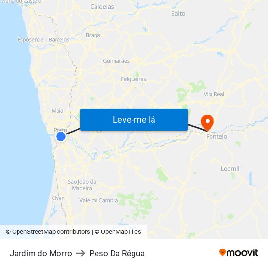 Jardim do Morro to Peso Da Régua map