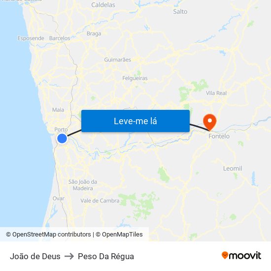 João de Deus to Peso Da Régua map