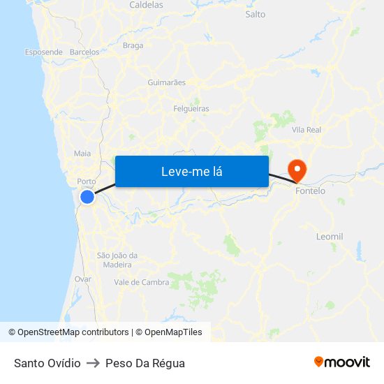 Santo Ovídio to Peso Da Régua map