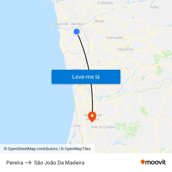 Pereira to São João Da Madeira map