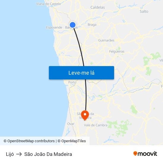 Lijó to São João Da Madeira map