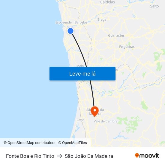 Fonte Boa e Rio Tinto to São João Da Madeira map