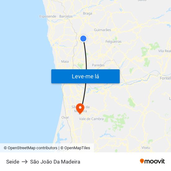 Seide to São João Da Madeira map