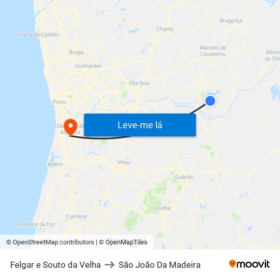 Felgar e Souto da Velha to São João Da Madeira map