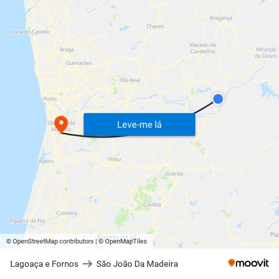 Lagoaça e Fornos to São João Da Madeira map