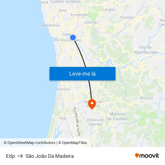 Edp to São João Da Madeira map