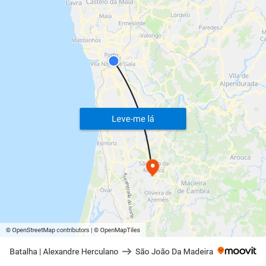 Batalha to São João Da Madeira map