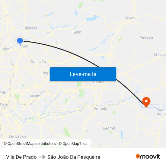 Vila De Prado to São João Da Pesqueira map