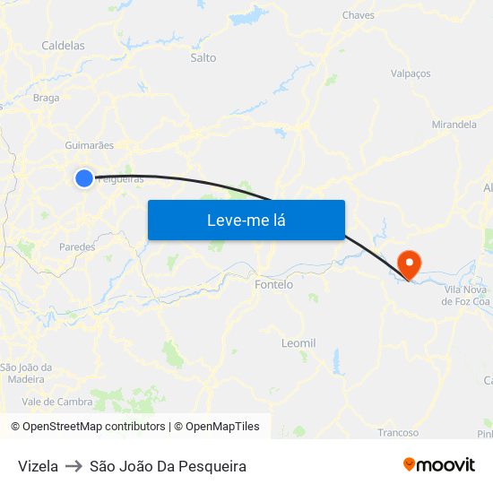 Vizela to São João Da Pesqueira map