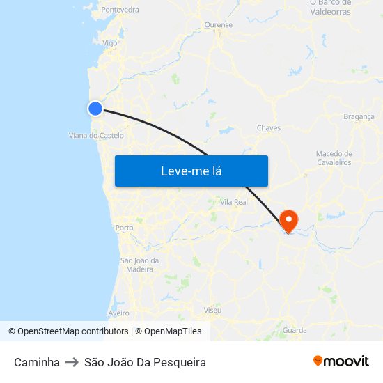 Caminha to São João Da Pesqueira map