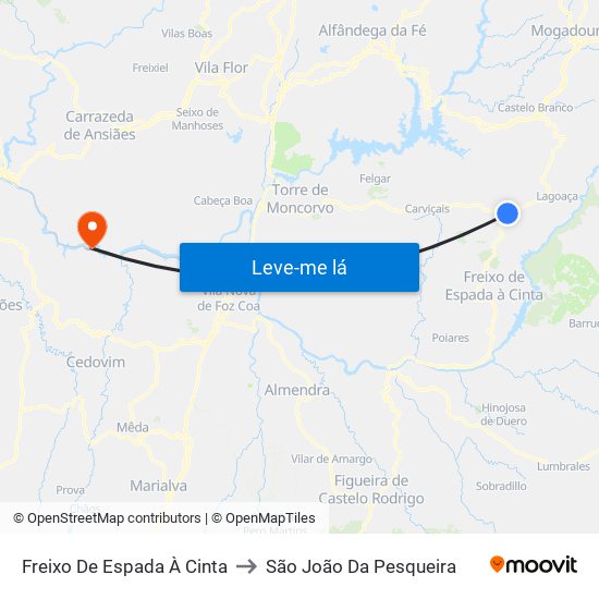 Freixo De Espada À Cinta to São João Da Pesqueira map