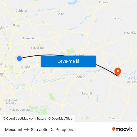 Meixomil to São João Da Pesqueira map