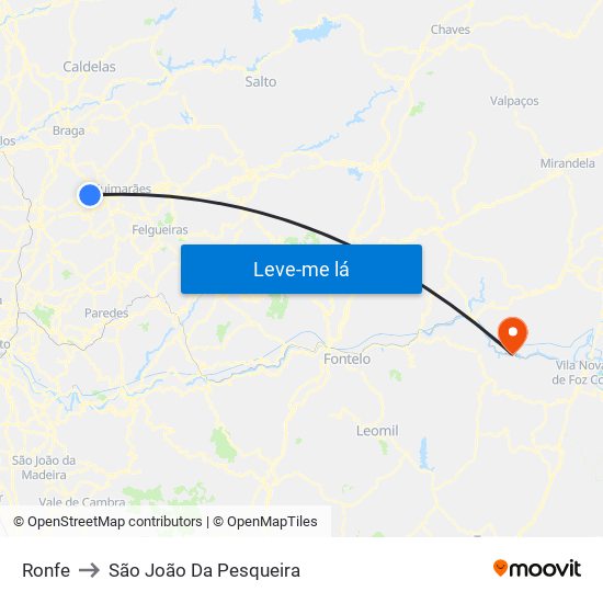 Ronfe to São João Da Pesqueira map