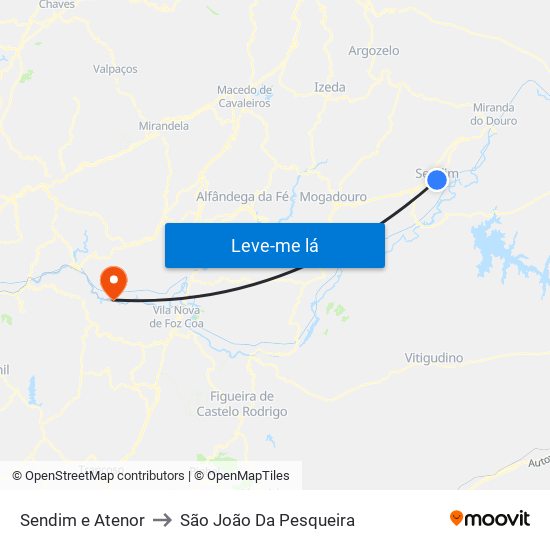 Sendim e Atenor to São João Da Pesqueira map