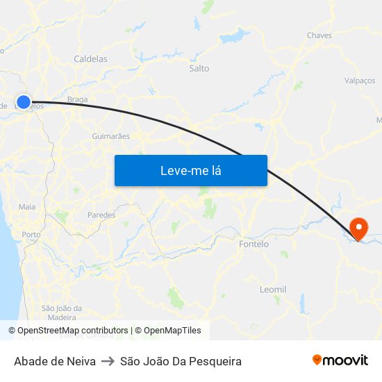 Abade de Neiva to São João Da Pesqueira map