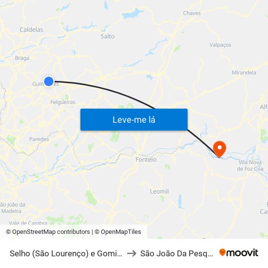Selho (São Lourenço) e Gominhães to São João Da Pesqueira map
