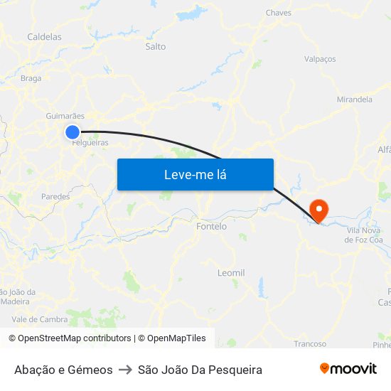 Abação e Gémeos to São João Da Pesqueira map