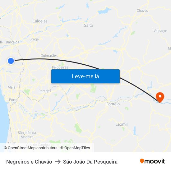 Negreiros e Chavão to São João Da Pesqueira map