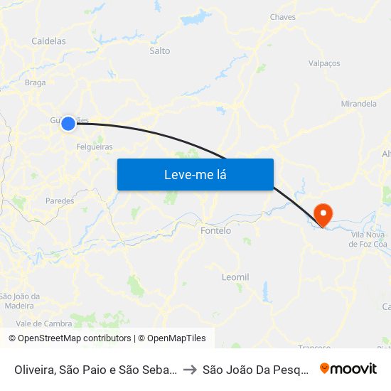 Oliveira, São Paio e São Sebastião to São João Da Pesqueira map