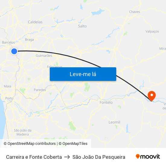 Carreira e Fonte Coberta to São João Da Pesqueira map