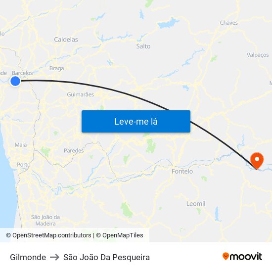 Gilmonde to São João Da Pesqueira map