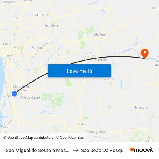 São Miguel do Souto e Mosteirô to São João Da Pesqueira map