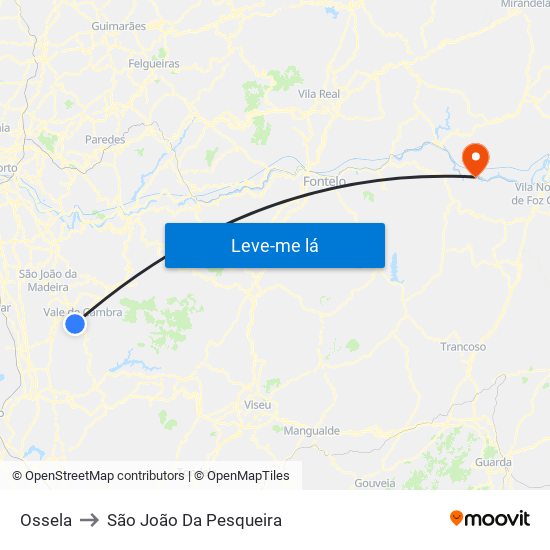 Ossela to São João Da Pesqueira map