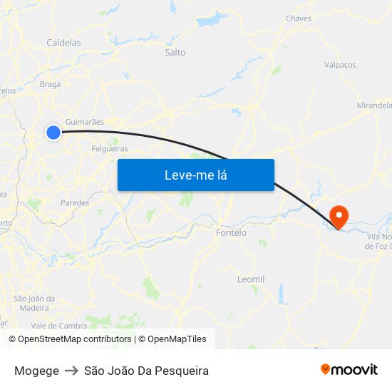 Mogege to São João Da Pesqueira map