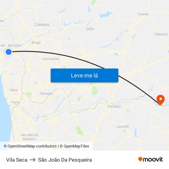 Vila Seca to São João Da Pesqueira map