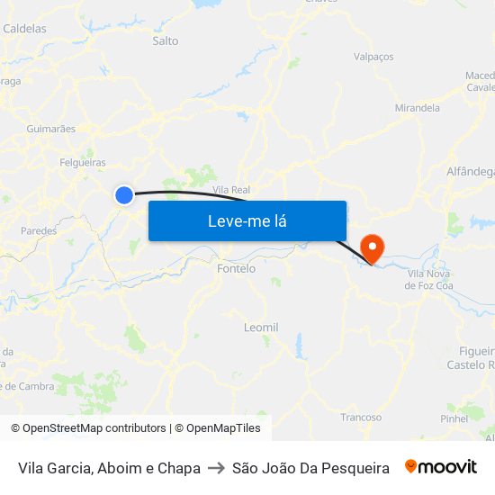 Vila Garcia, Aboim e Chapa to São João Da Pesqueira map