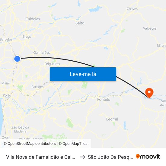 Vila Nova de Famalicão e Calendário to São João Da Pesqueira map