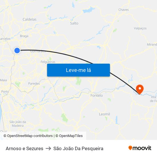 Arnoso e Sezures to São João Da Pesqueira map