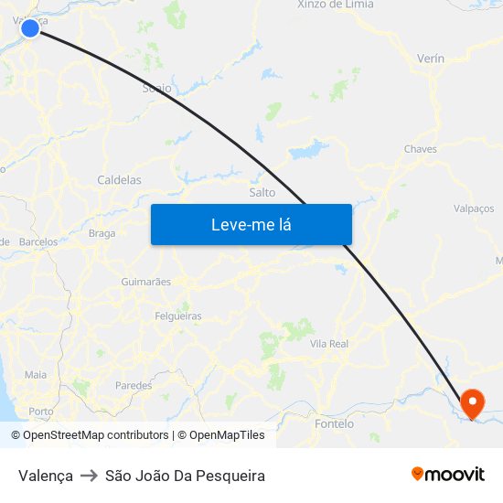 Valença to São João Da Pesqueira map