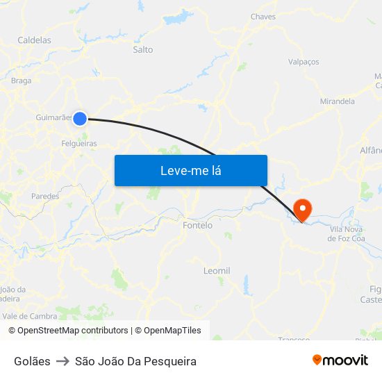 Golães to São João Da Pesqueira map