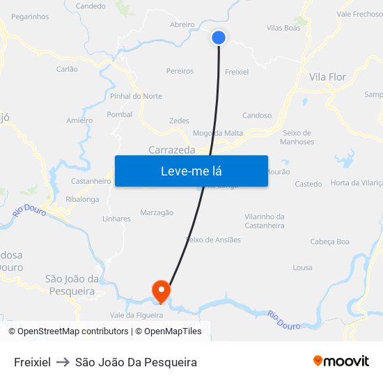 Freixiel to São João Da Pesqueira map