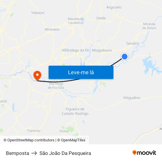 Bemposta to São João Da Pesqueira map