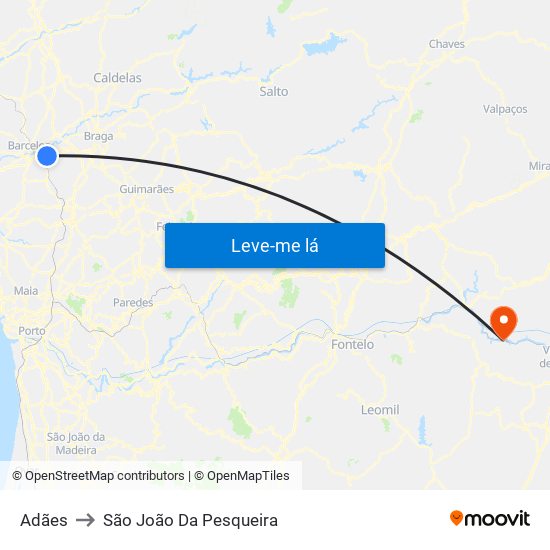 Adães to São João Da Pesqueira map