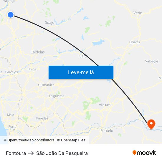Fontoura to São João Da Pesqueira map