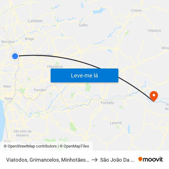 Viatodos, Grimancelos, Minhotães e Monte de Fralães to São João Da Pesqueira map