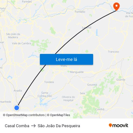 Casal Comba to São João Da Pesqueira map
