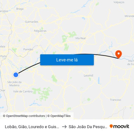Lobão, Gião, Louredo e Guisande to São João Da Pesqueira map
